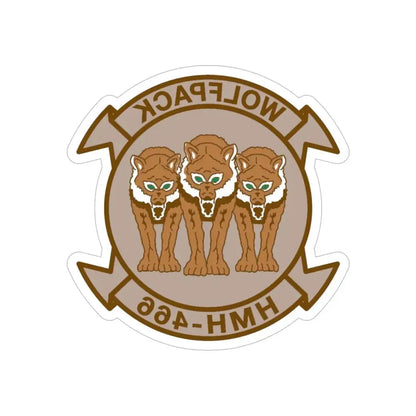 HMH 466 WOLFPACK Desert (USMC) REVERSE PRINT Transparent Die-Cut STICKER - The Sticker Space