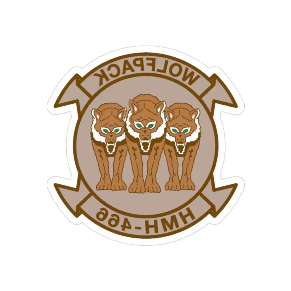 HMH 466 WOLFPACK Desert (USMC) REVERSE PRINT Transparent Die-Cut STICKER - The Sticker Space