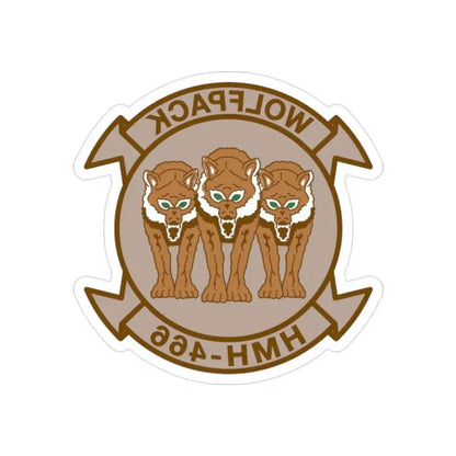 HMH 466 WOLFPACK Desert (USMC) REVERSE PRINT Transparent Die-Cut STICKER - The Sticker Space