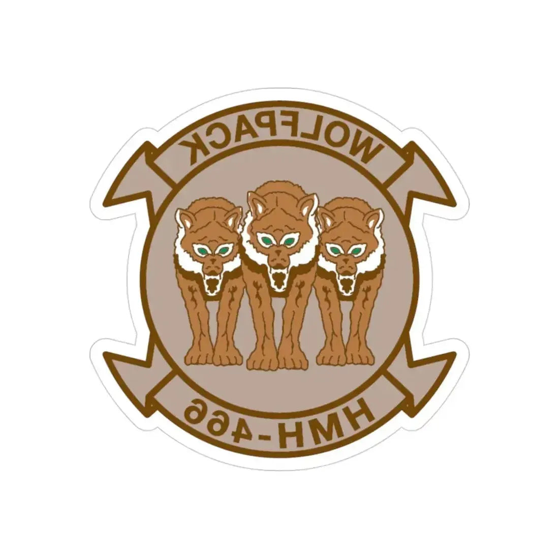 HMH 466 WOLFPACK Desert (USMC) REVERSE PRINT Transparent Die-Cut STICKER - The Sticker Space