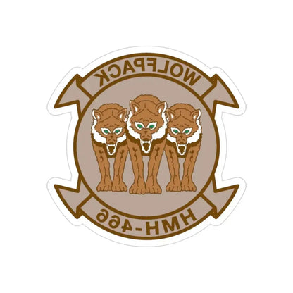 HMH 466 WOLFPACK Desert (USMC) REVERSE PRINT Transparent Die-Cut STICKER - The Sticker Space