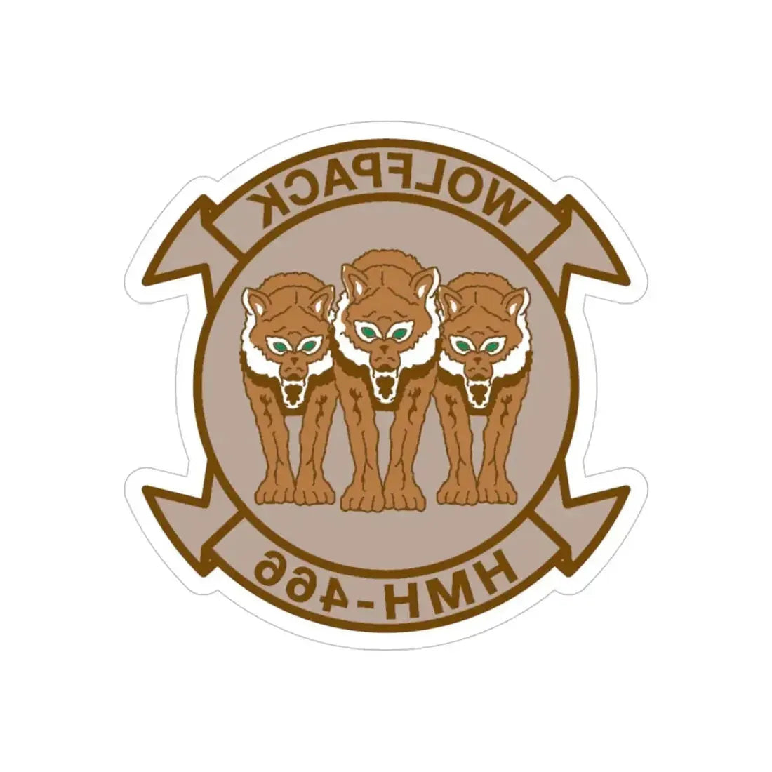 HMH 466 WOLFPACK Desert (USMC) REVERSE PRINT Transparent Die-Cut STICKER - The Sticker Space