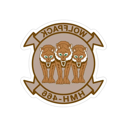 HMH 466 WOLFPACK Desert (USMC) REVERSE PRINT Transparent Die-Cut STICKER - The Sticker Space