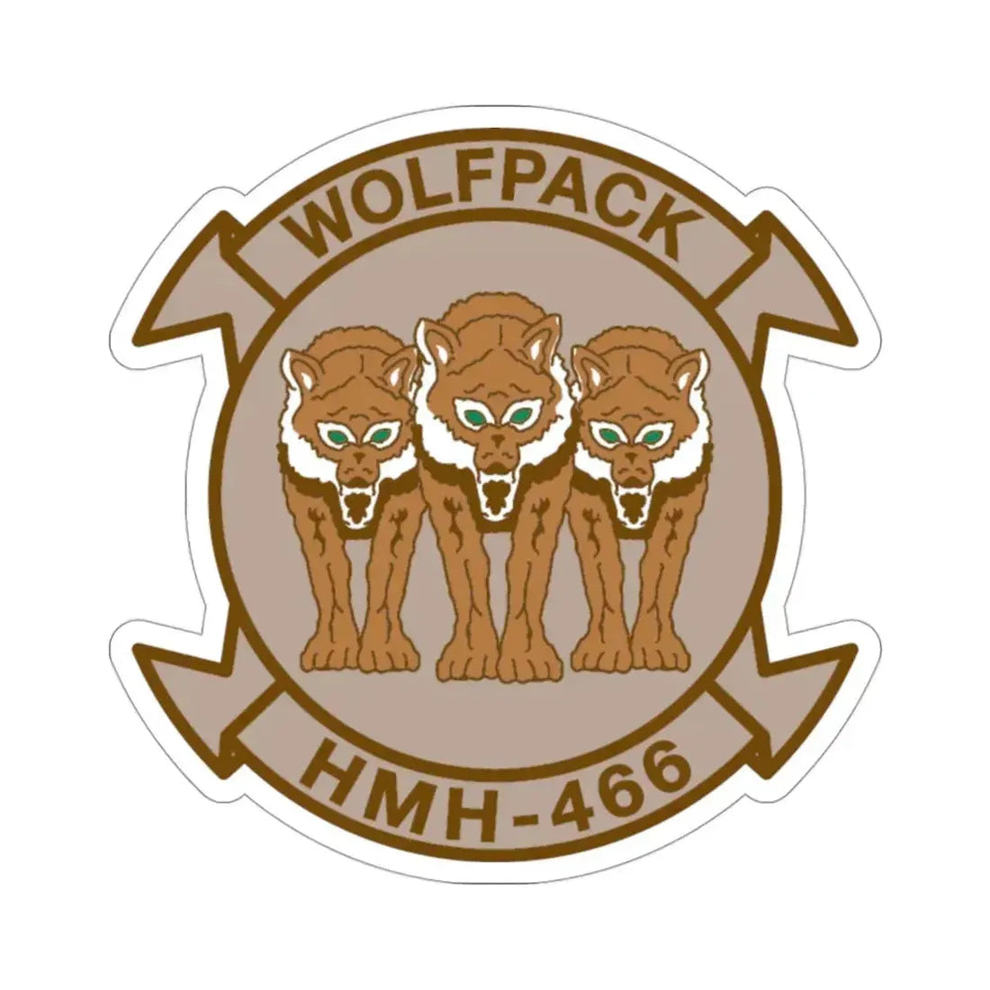 HMH 466 WOLFPACK Desert (USMC) STICKER Vinyl Die-Cut Decal 3 Inch - The Sticker Space