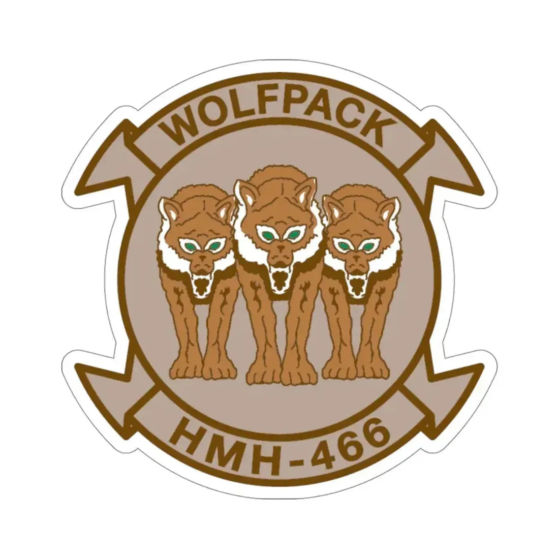HMH 466 WOLFPACK Desert (USMC) STICKER Vinyl Die-Cut Decal 4 Inch - The Sticker Space
