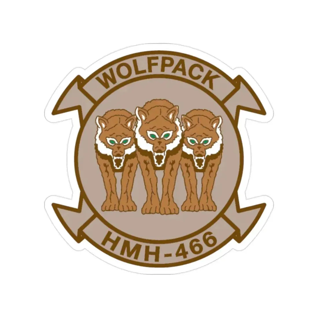 HMH 466 WOLFPACK Desert (USMC) Transparent STICKER Die-Cut Vinyl Decal 2 Inch - The Sticker Space