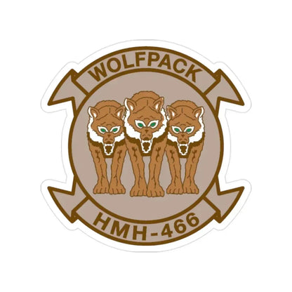 HMH 466 WOLFPACK Desert (USMC) Transparent STICKER Die-Cut Vinyl Decal 2 Inch - The Sticker Space