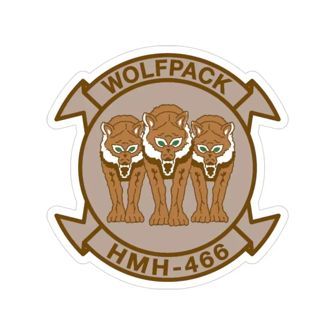 HMH 466 WOLFPACK Desert (USMC) Transparent STICKER Die-Cut Vinyl Decal 3 Inch - The Sticker Space