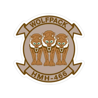 HMH 466 WOLFPACK Desert (USMC) Transparent STICKER Die-Cut Vinyl Decal 3 Inch - The Sticker Space