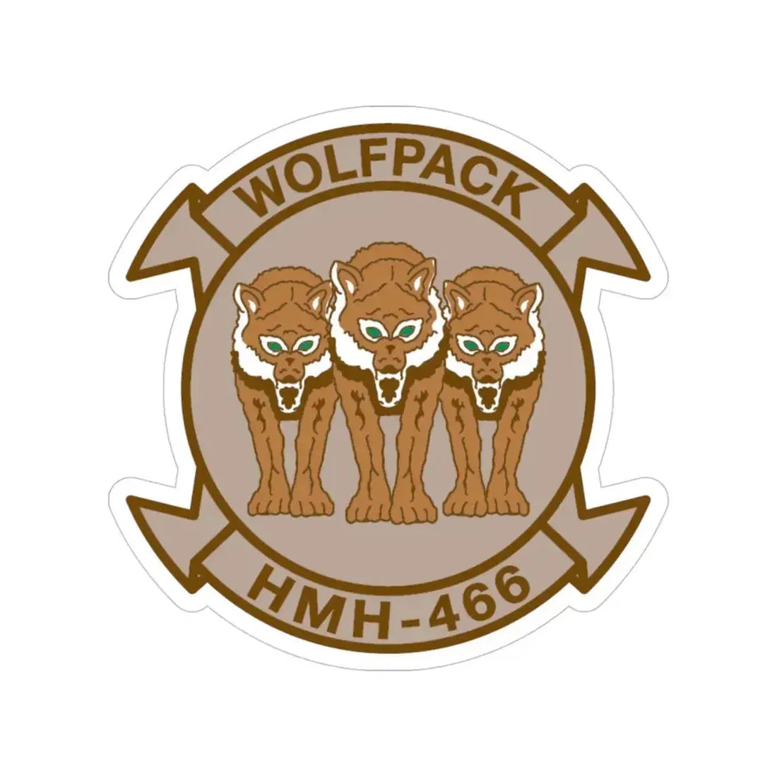 HMH 466 WOLFPACK Desert (USMC) Transparent STICKER Die-Cut Vinyl Decal 4 Inch - The Sticker Space