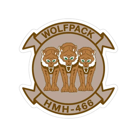 HMH 466 WOLFPACK Desert (USMC) Transparent STICKER Die-Cut Vinyl Decal 6 Inch - The Sticker Space