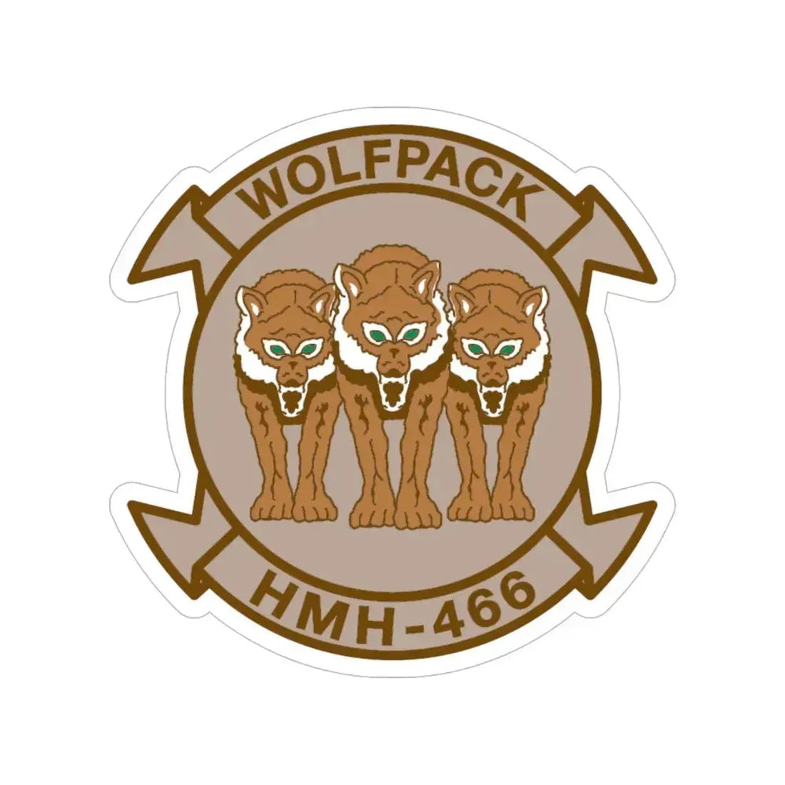 HMH 466 WOLFPACK Desert (USMC) Transparent STICKER Die-Cut Vinyl Decal 6 Inch - The Sticker Space