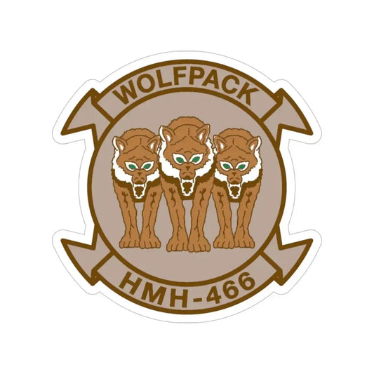 HMH 466 WOLFPACK Desert (USMC) Transparent STICKER Die-Cut Vinyl Decal 6 Inch - The Sticker Space