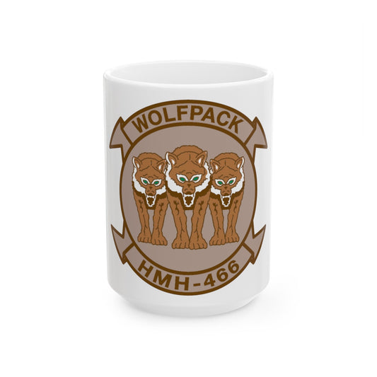 HMH 466 WOLFPACK Desert (USMC) White Coffee Mug-15oz-The Sticker Space