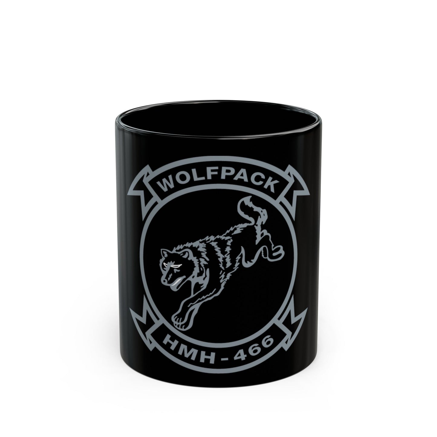 HMH 466 Wolfpack (USMC) Black Coffee Mug-11oz-The Sticker Space