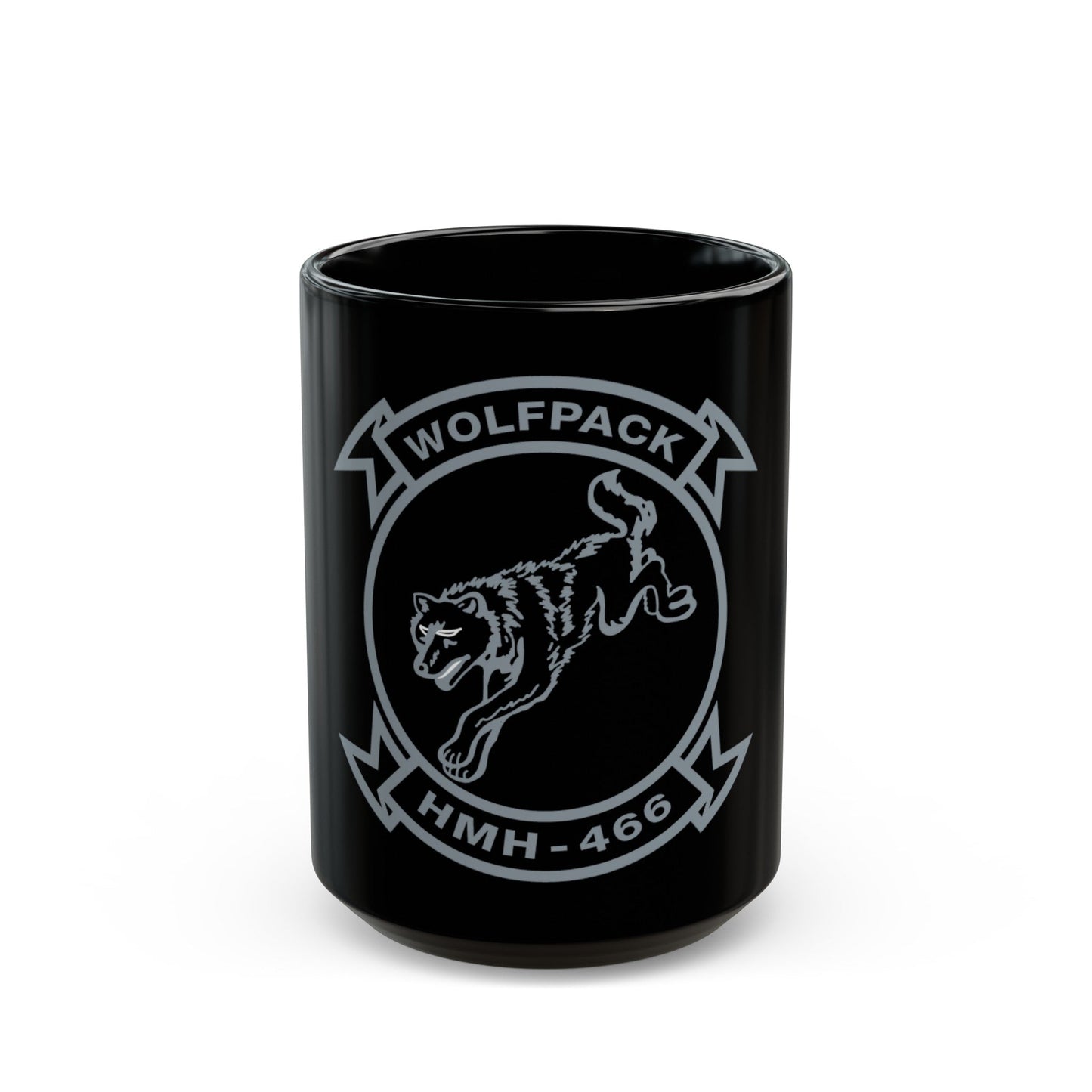 HMH 466 Wolfpack (USMC) Black Coffee Mug-15oz-The Sticker Space