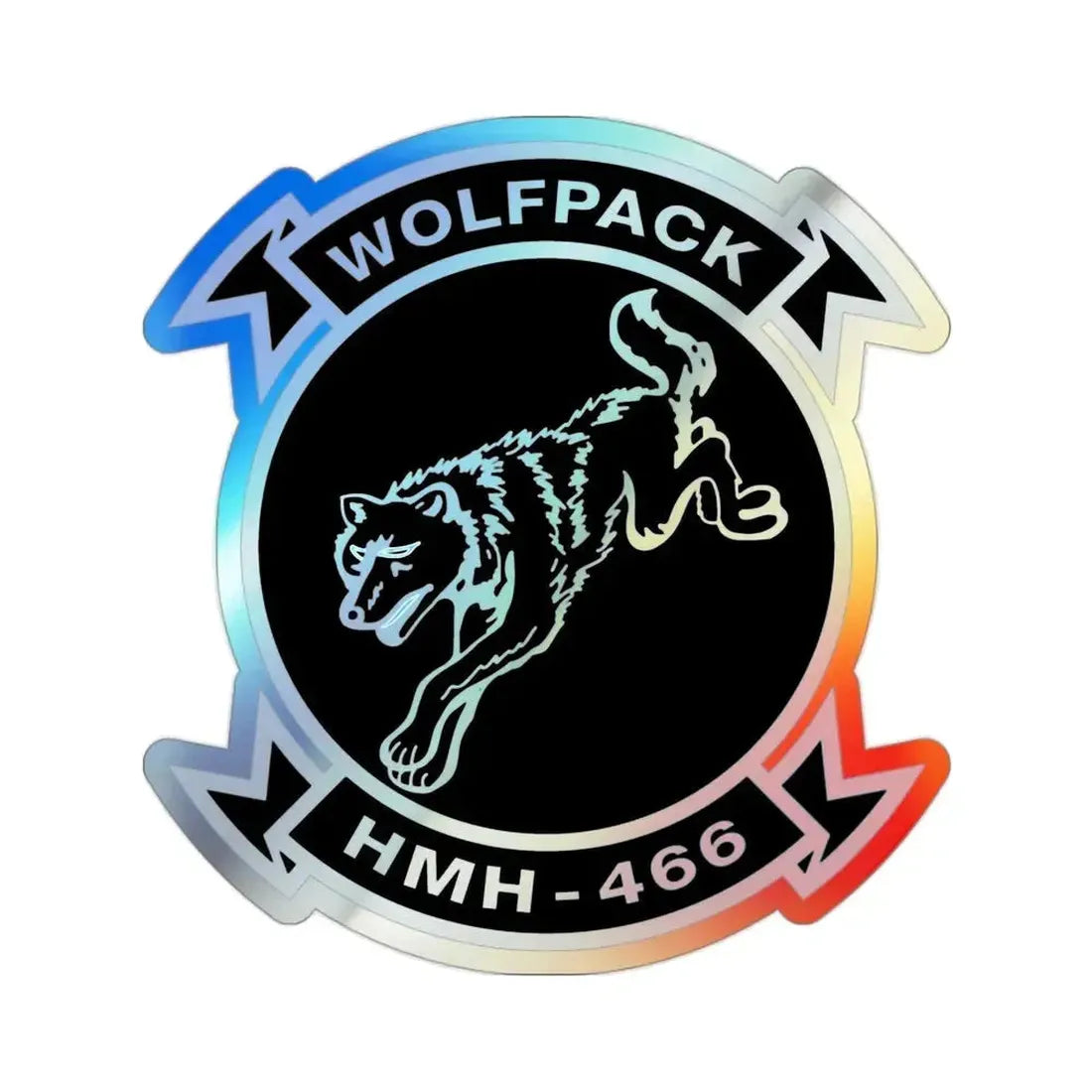 HMH 466 Wolfpack (USMC) Holographic STICKER Die-Cut Vinyl Decal 2 Inch Holographic - The Sticker Space