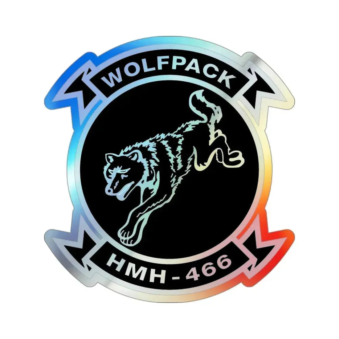 HMH 466 Wolfpack (USMC) Holographic STICKER Die-Cut Vinyl Decal 3 Inch Holographic - The Sticker Space