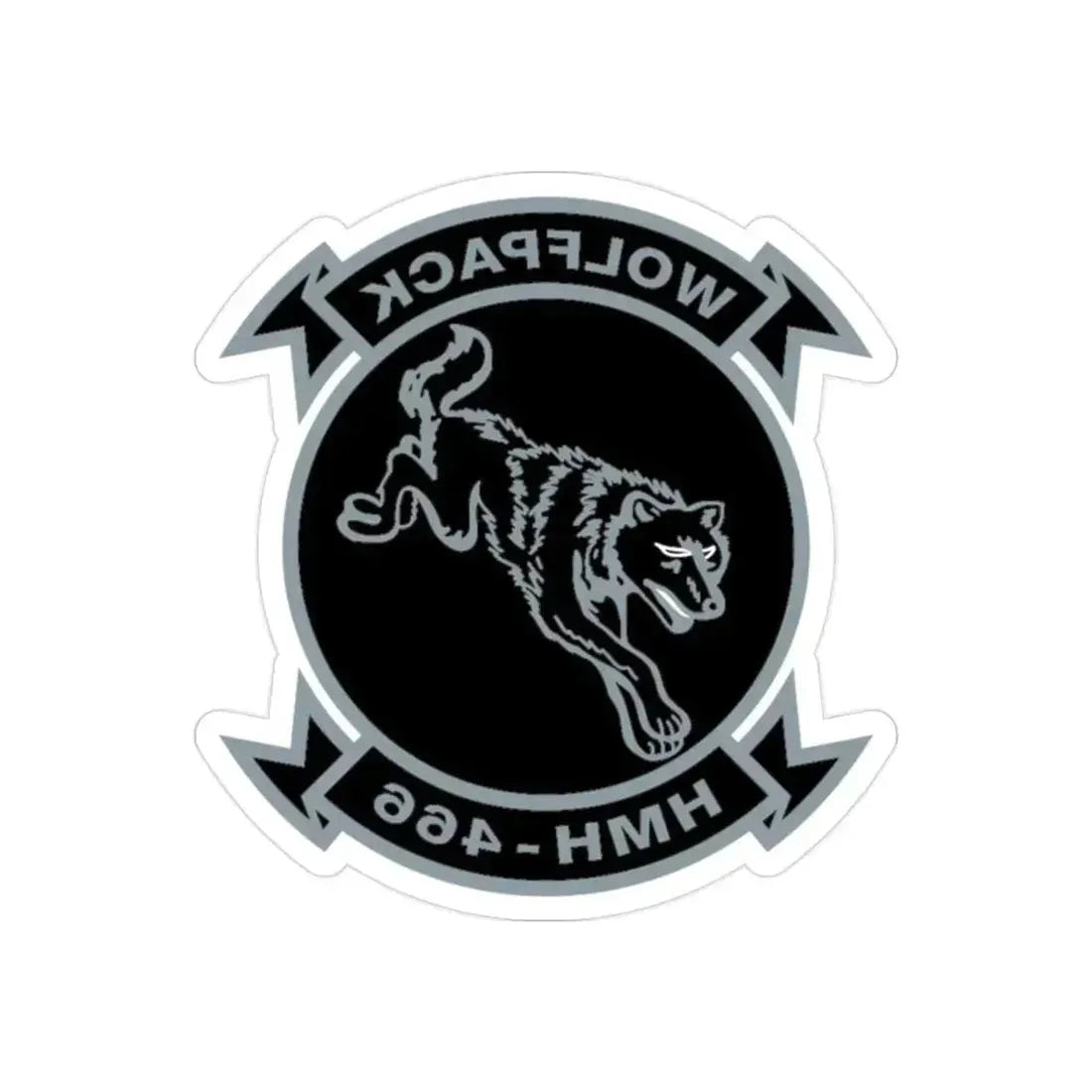 HMH 466 Wolfpack (USMC) REVERSE PRINT Transparent Die-Cut STICKER 2 Inch Die-Cut Transparent - The Sticker Space
