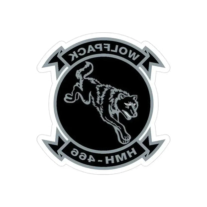 HMH 466 Wolfpack (USMC) REVERSE PRINT Transparent Die-Cut STICKER 2 Inch Die-Cut Transparent - The Sticker Space