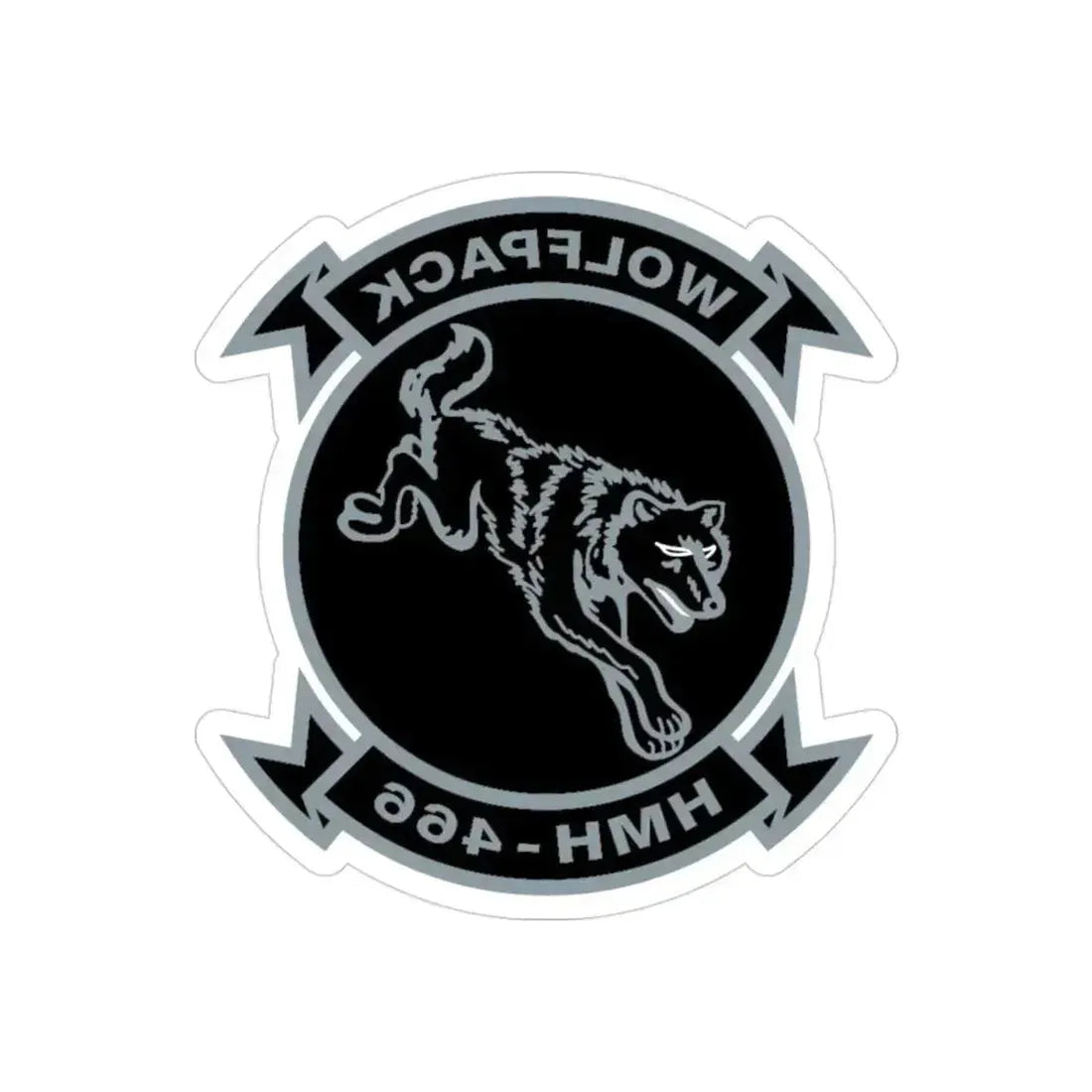 HMH 466 Wolfpack (USMC) REVERSE PRINT Transparent Die-Cut STICKER 3 Inch Die-Cut Transparent - The Sticker Space