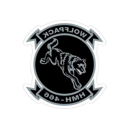 HMH 466 Wolfpack (USMC) REVERSE PRINT Transparent Die-Cut STICKER 3 Inch Die-Cut Transparent - The Sticker Space