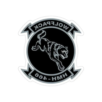 HMH 466 Wolfpack (USMC) REVERSE PRINT Transparent Die-Cut STICKER 4 Inch Die-Cut Transparent - The Sticker Space