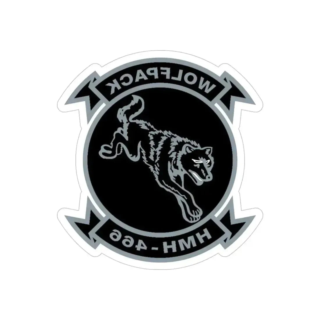 HMH 466 Wolfpack (USMC) REVERSE PRINT Transparent Die-Cut STICKER 5 Inch Die-Cut Transparent - The Sticker Space