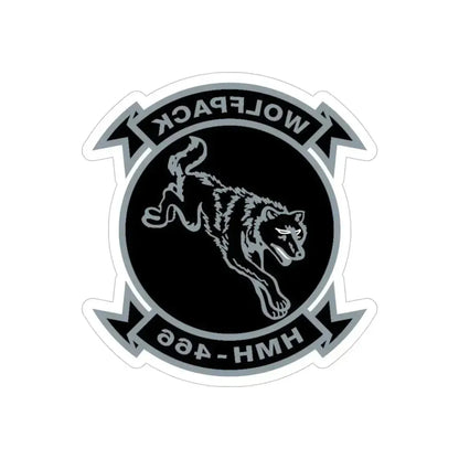 HMH 466 Wolfpack (USMC) REVERSE PRINT Transparent Die-Cut STICKER 5 Inch Die-Cut Transparent - The Sticker Space