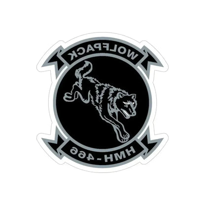 HMH 466 Wolfpack (USMC) REVERSE PRINT Transparent Die-Cut STICKER 6 Inch Die-Cut Transparent - The Sticker Space