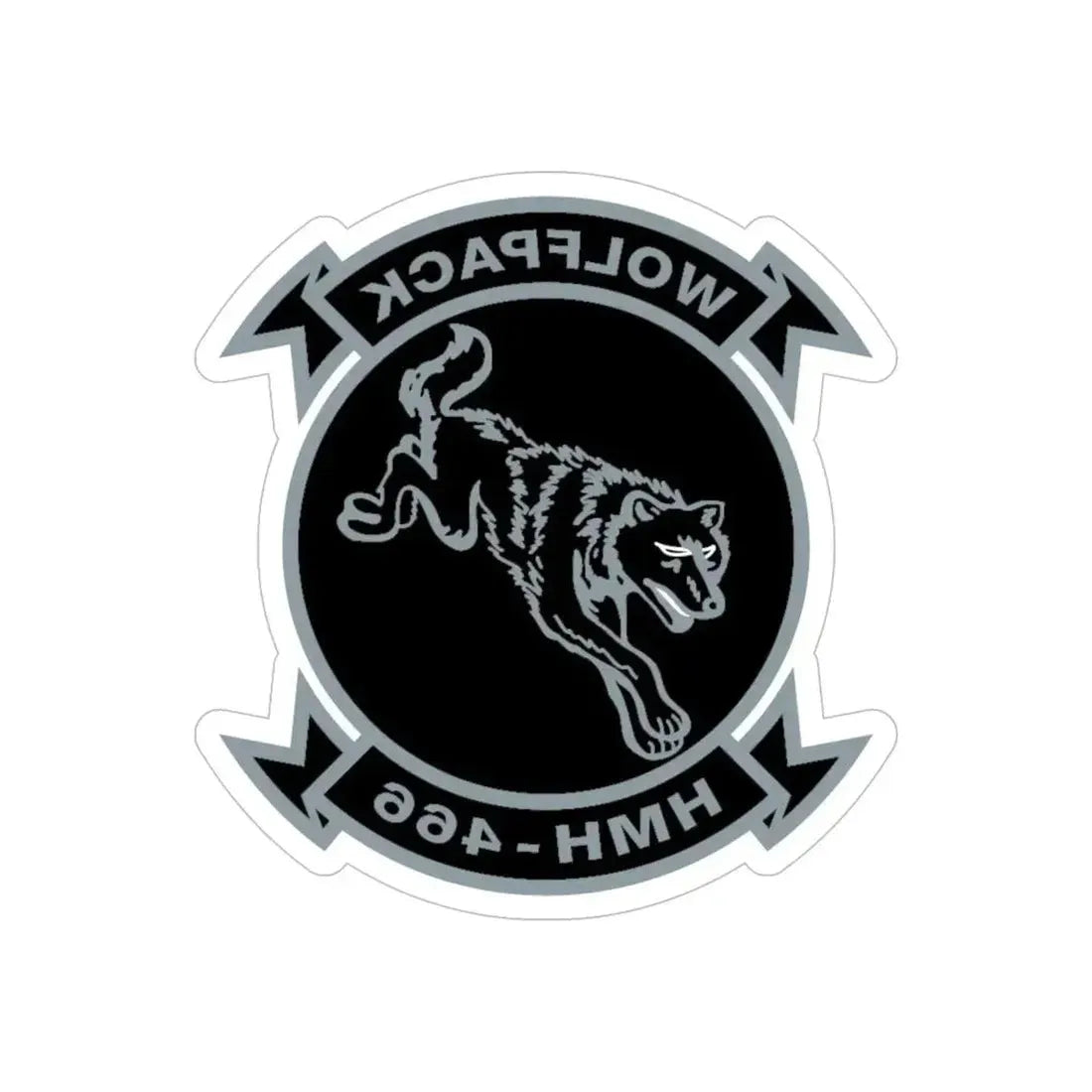 HMH 466 Wolfpack (USMC) REVERSE PRINT Transparent Die-Cut STICKER - The Sticker Space