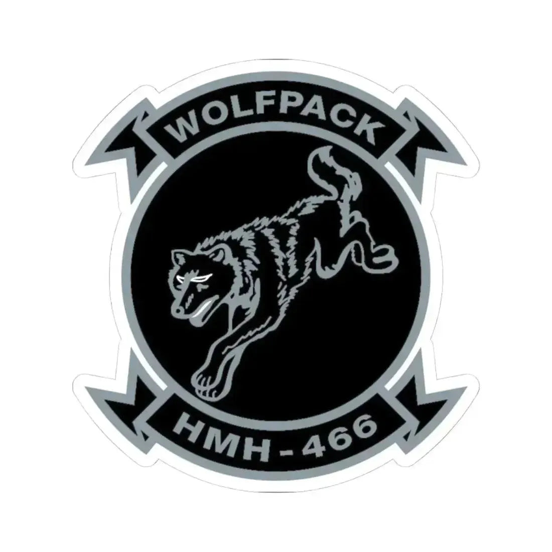 HMH 466 Wolfpack (USMC) STICKER Vinyl Kiss-Cut Decal 4 Inch White - The Sticker Space