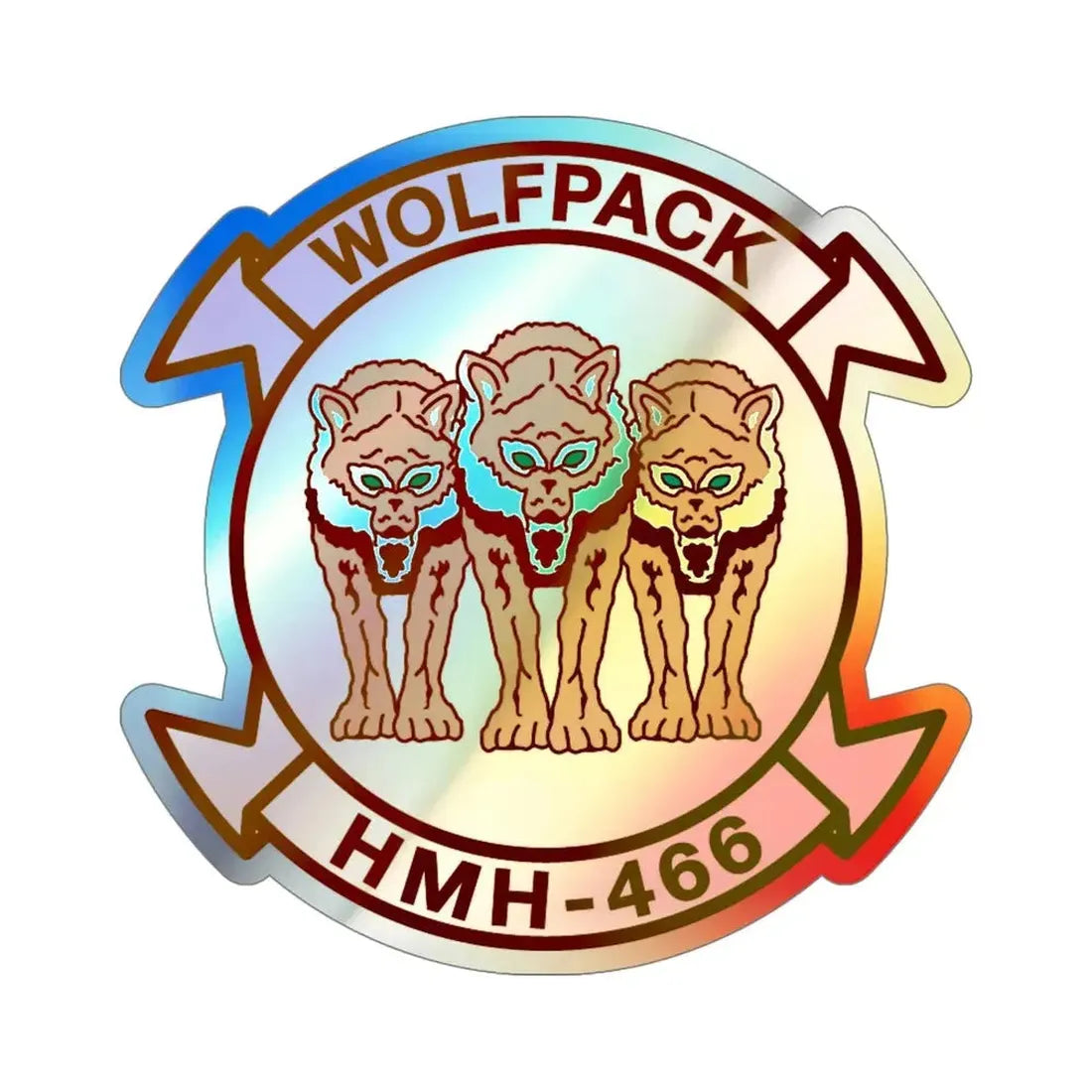HMH 466 WOLFPACK v2 (USMC) Holographic STICKER Die-Cut Vinyl Decal - The Sticker Space