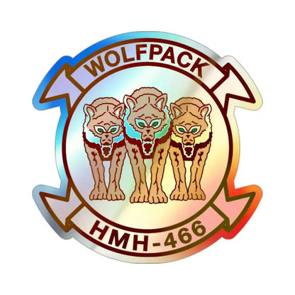 HMH 466 WOLFPACK v2 (USMC) Holographic STICKER Die-Cut Vinyl Decal - The Sticker Space