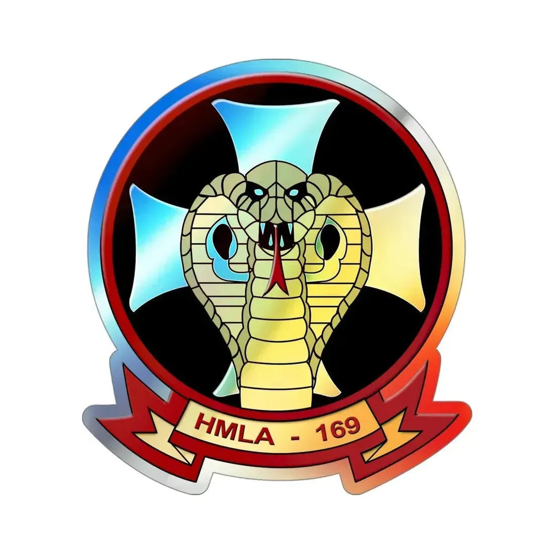 HMLA 169 Vipers (USMC) Holographic STICKER Die-Cut Vinyl Decal 4 Inch Holographic - The Sticker Space