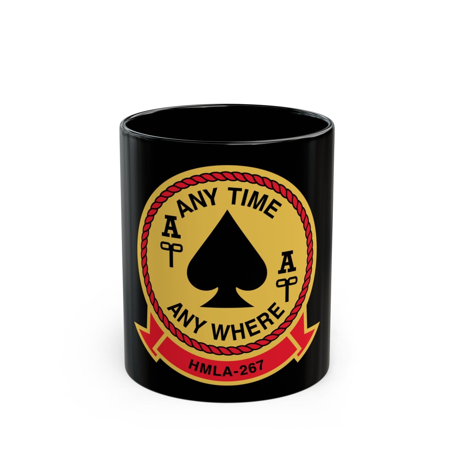 HMLA 267 Any Time Any Where (USMC) Black Coffee Mug-11oz-The Sticker Space