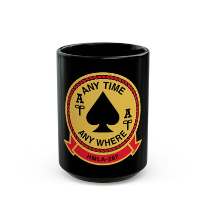 HMLA 267 Any Time Any Where (USMC) Black Coffee Mug-15oz-The Sticker Space