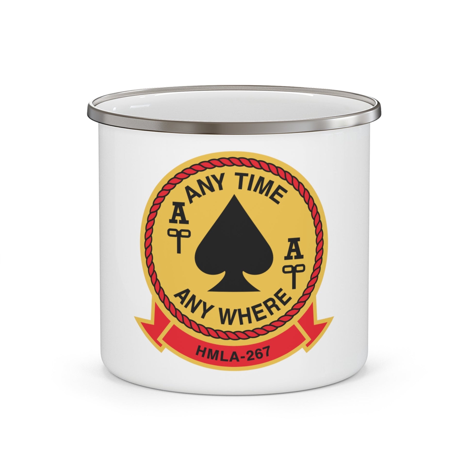 HMLA 267 Any Time Any Where (USMC) Enamel Mug-12oz-The Sticker Space