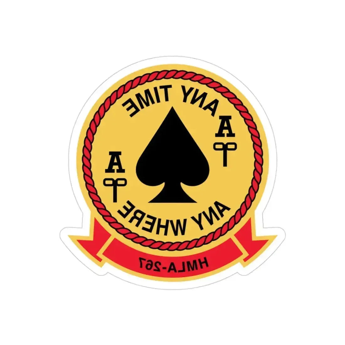HMLA 267 Any Time Any Where (USMC) REVERSE PRINT Transparent Die-Cut STICKER 3 Inch Die-Cut Transparent - The Sticker Space