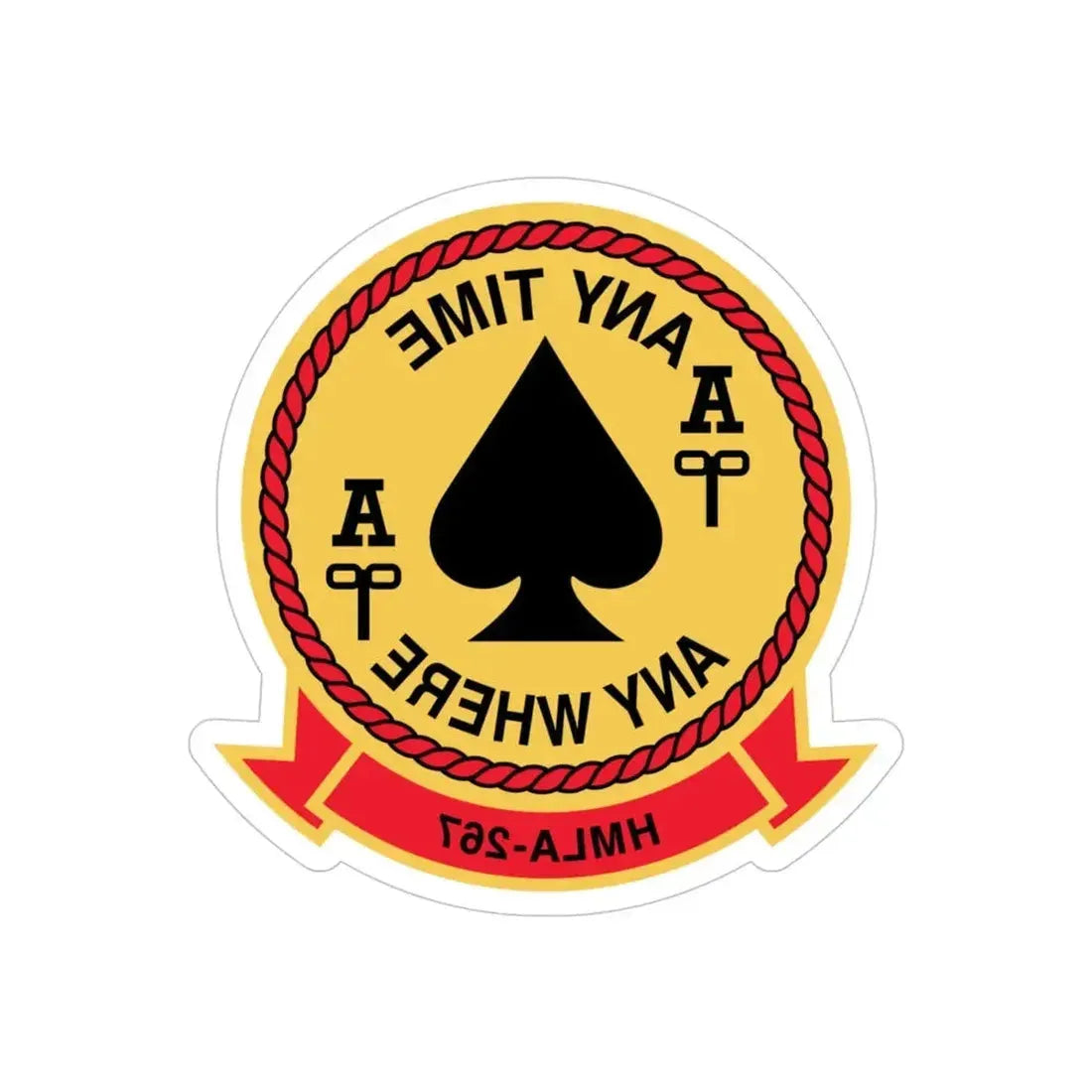 HMLA 267 Any Time Any Where (USMC) REVERSE PRINT Transparent Die-Cut STICKER - The Sticker Space