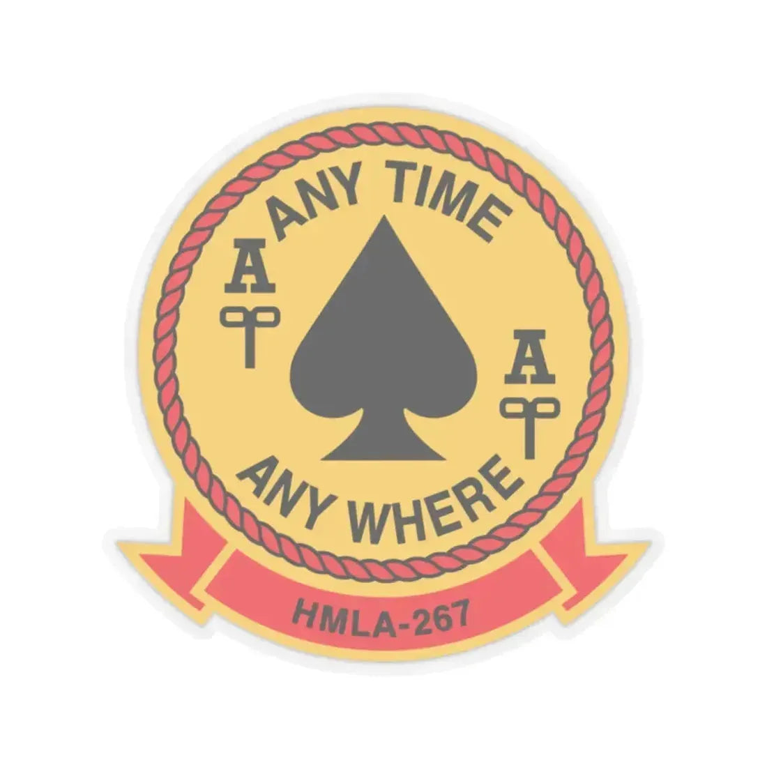 HMLA 267 Any Time Any Where (USMC) STICKER Vinyl Kiss-Cut Decal 2 Inch Transparent - The Sticker Space