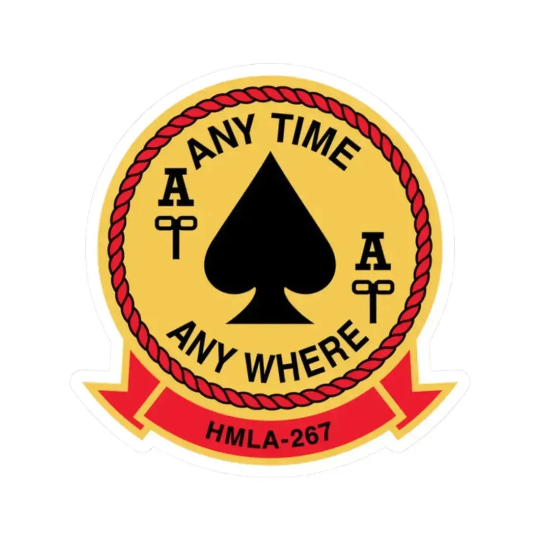 HMLA 267 Any Time Any Where (USMC) STICKER Vinyl Kiss-Cut Decal 2 Inch White - The Sticker Space