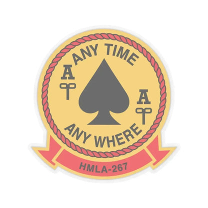 HMLA 267 Any Time Any Where (USMC) STICKER Vinyl Kiss-Cut Decal 3 Inch Transparent - The Sticker Space