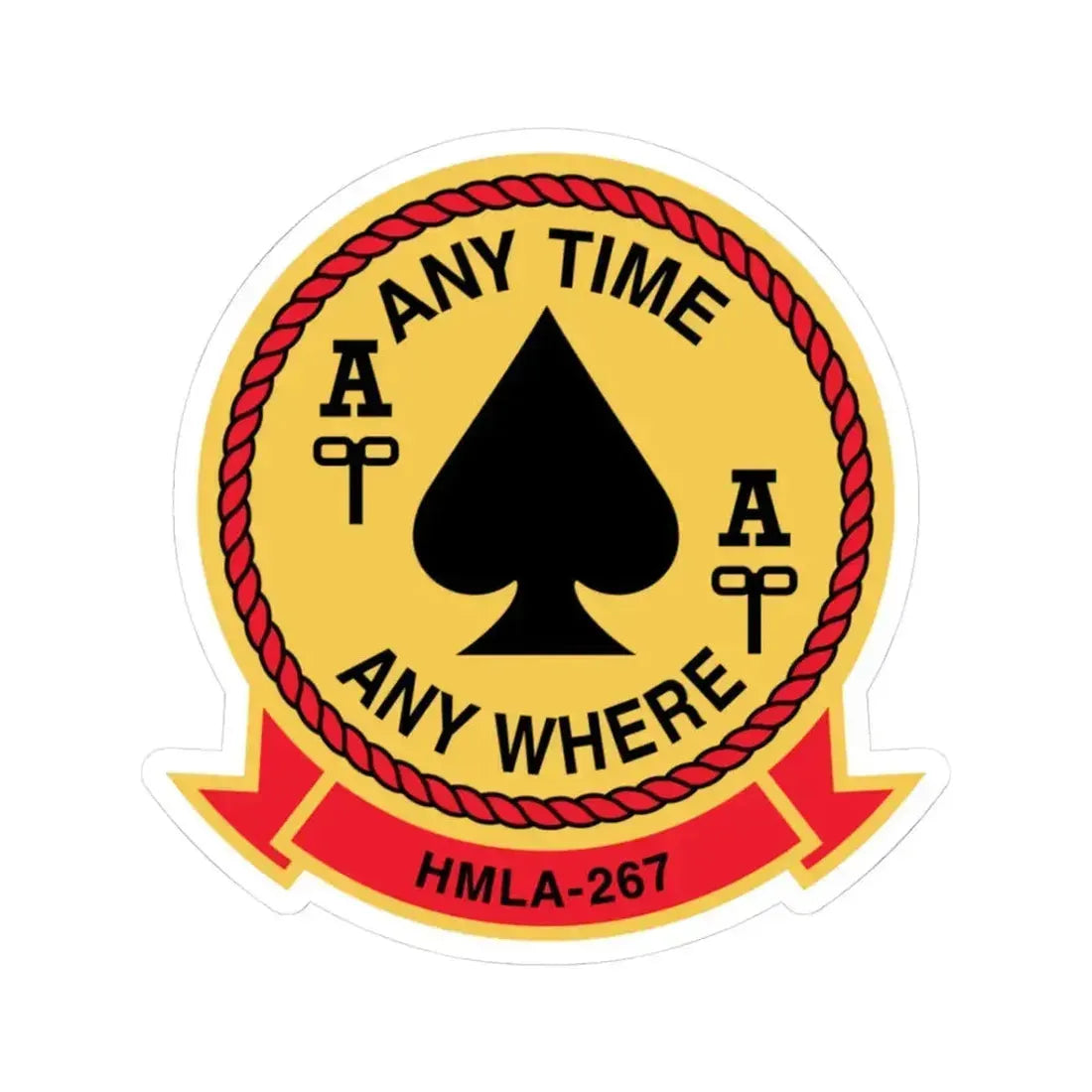 HMLA 267 Any Time Any Where (USMC) STICKER Vinyl Kiss-Cut Decal 3 Inch White - The Sticker Space