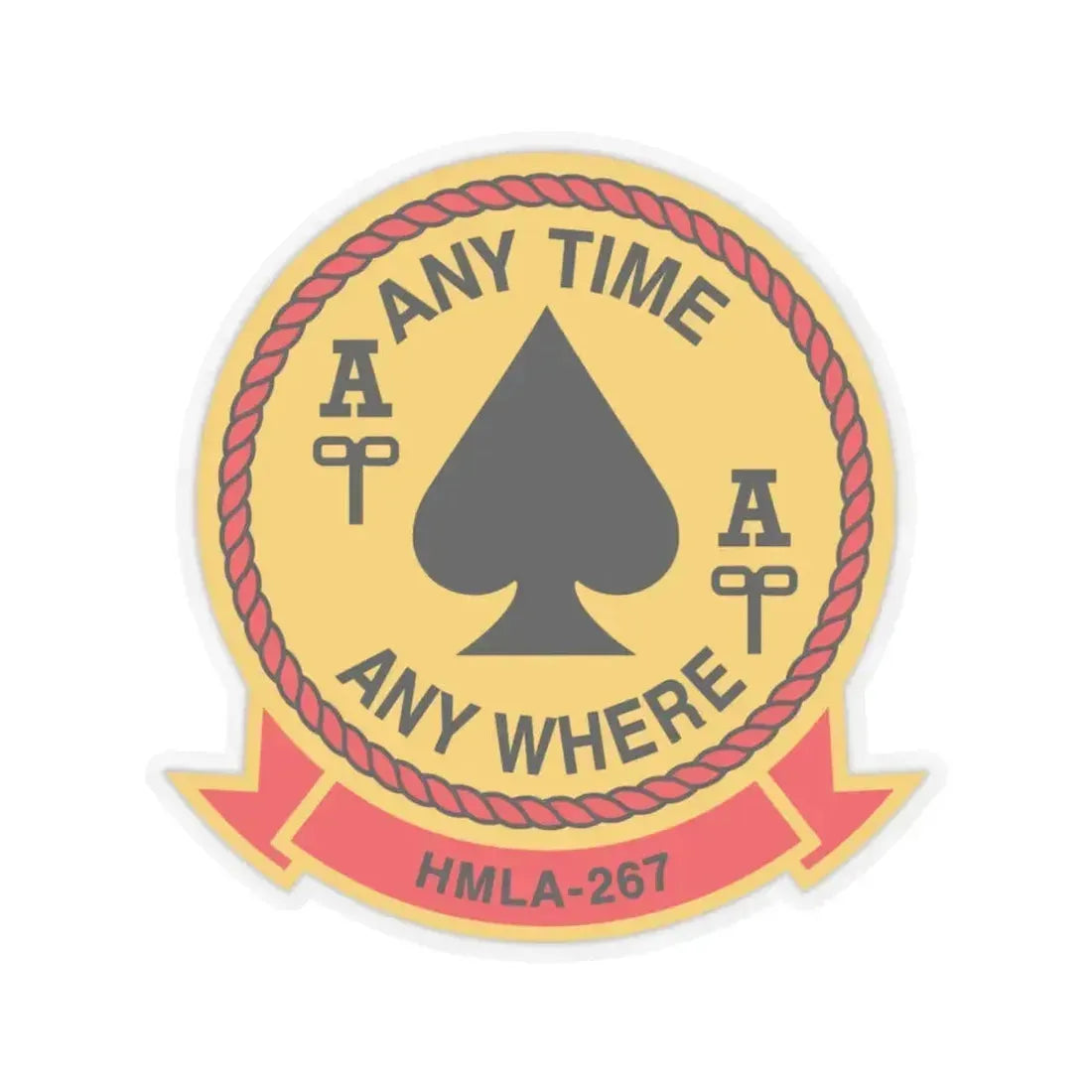 HMLA 267 Any Time Any Where (USMC) STICKER Vinyl Kiss-Cut Decal 4 Inch Transparent - The Sticker Space
