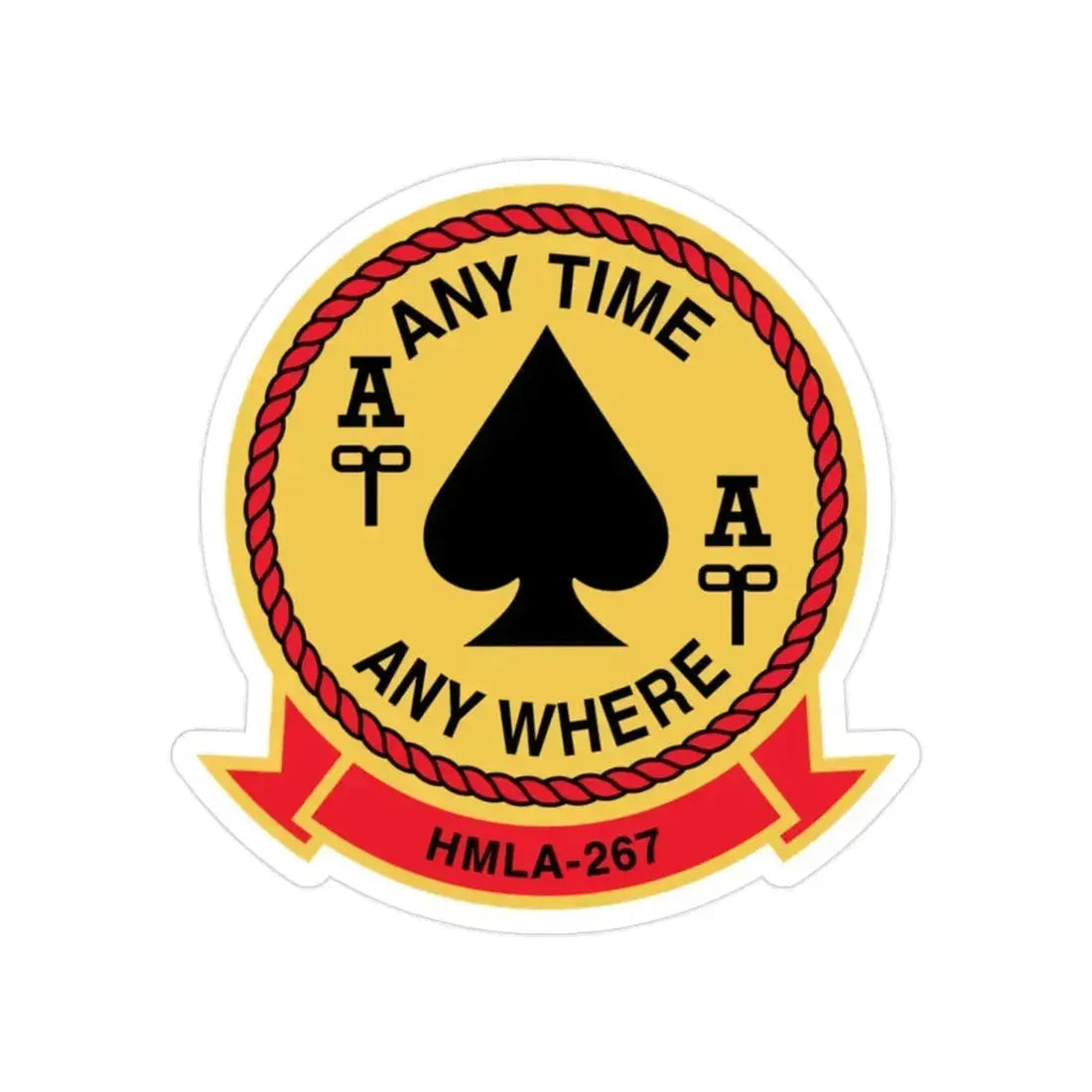 HMLA 267 Any Time Any Where (USMC) Transparent STICKER Die-Cut Vinyl Decal 2 Inch - The Sticker Space