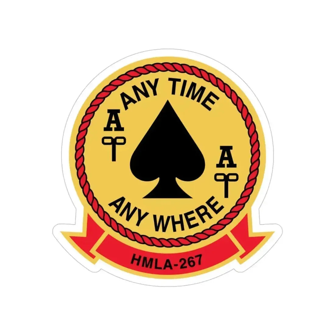 HMLA 267 Any Time Any Where (USMC) Transparent STICKER Die-Cut Vinyl Decal 4 Inch - The Sticker Space