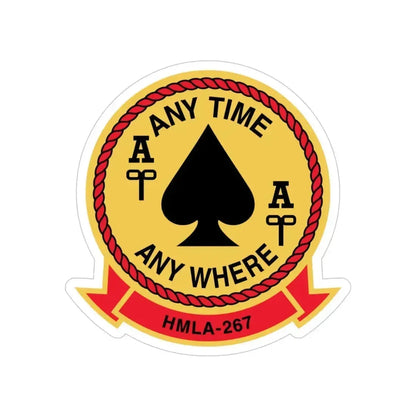 HMLA 267 Any Time Any Where (USMC) Transparent STICKER Die-Cut Vinyl Decal 4 Inch - The Sticker Space