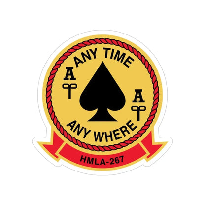 HMLA 267 Any Time Any Where (USMC) Transparent STICKER Die-Cut Vinyl Decal 4 Inch - The Sticker Space