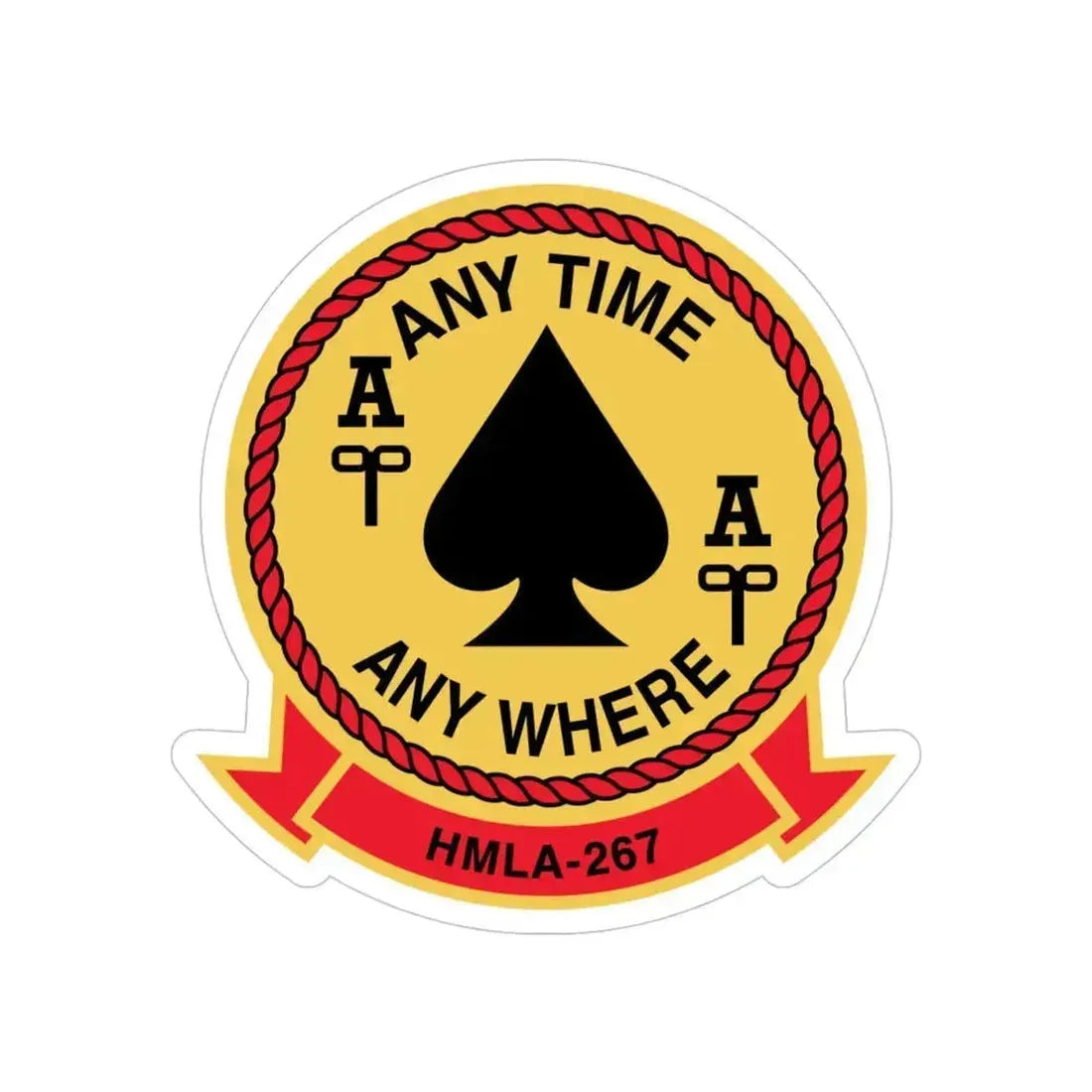HMLA 267 Any Time Any Where (USMC) Transparent STICKER Die-Cut Vinyl Decal 5 Inch - The Sticker Space
